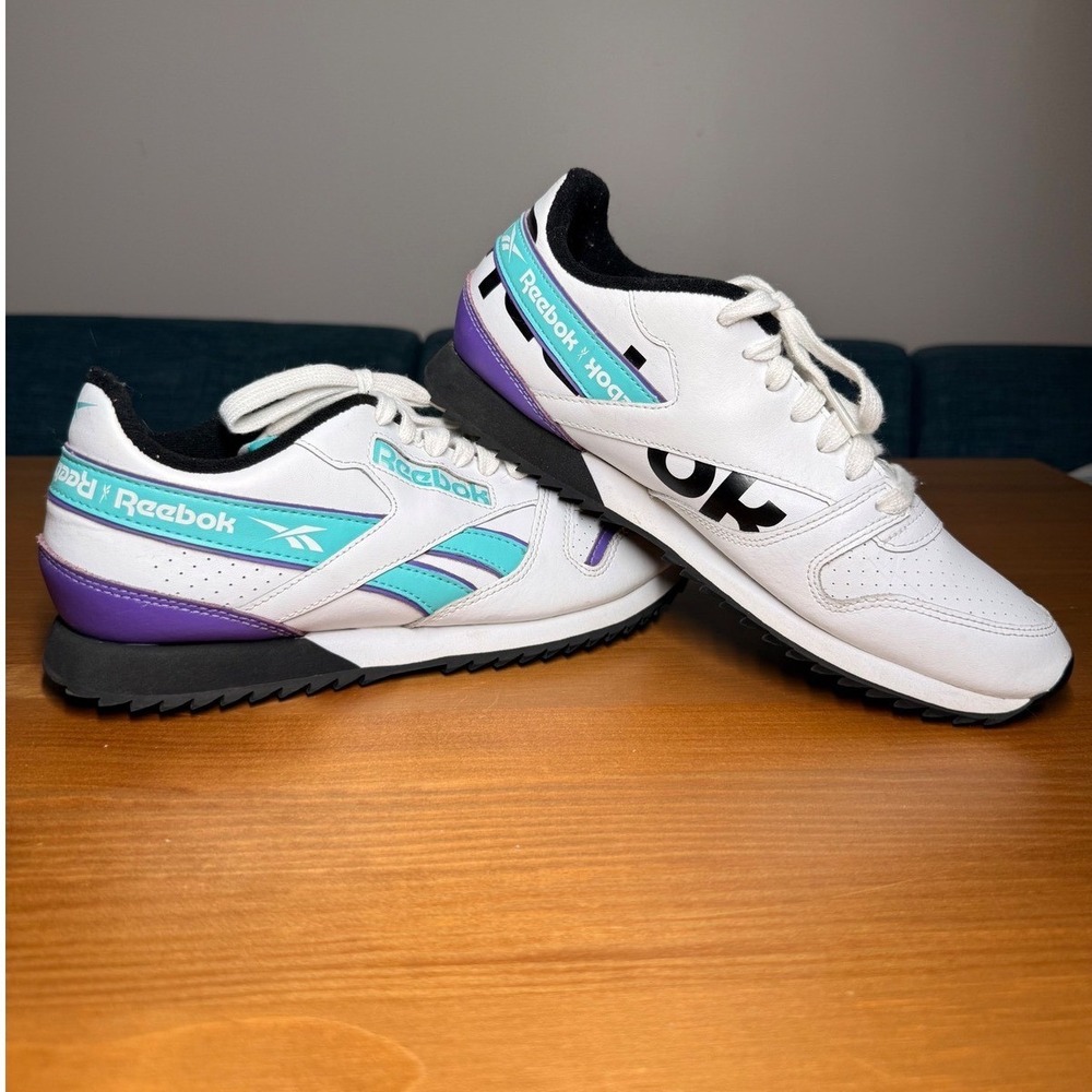 Reebok Classic Leather Ripple White Teal Purple Mens 7 Womens 9 Sneakers EG5247